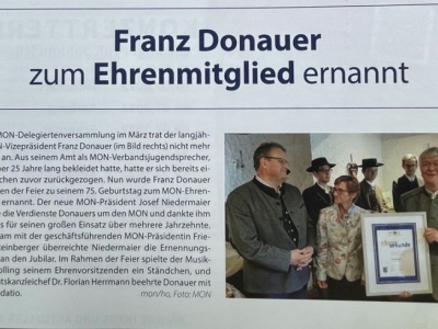 Franz Donauer wird Ehrenmitglied beim MON